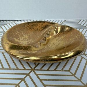 Vintage Stangl Granada Gold Hand Painted Mid Century Comos Bowl Ashtray